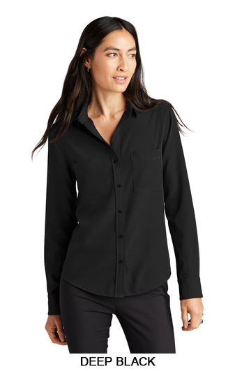 Mercer+Mettle Women's Stretch Crepe Long Sleeve Camp Blouse